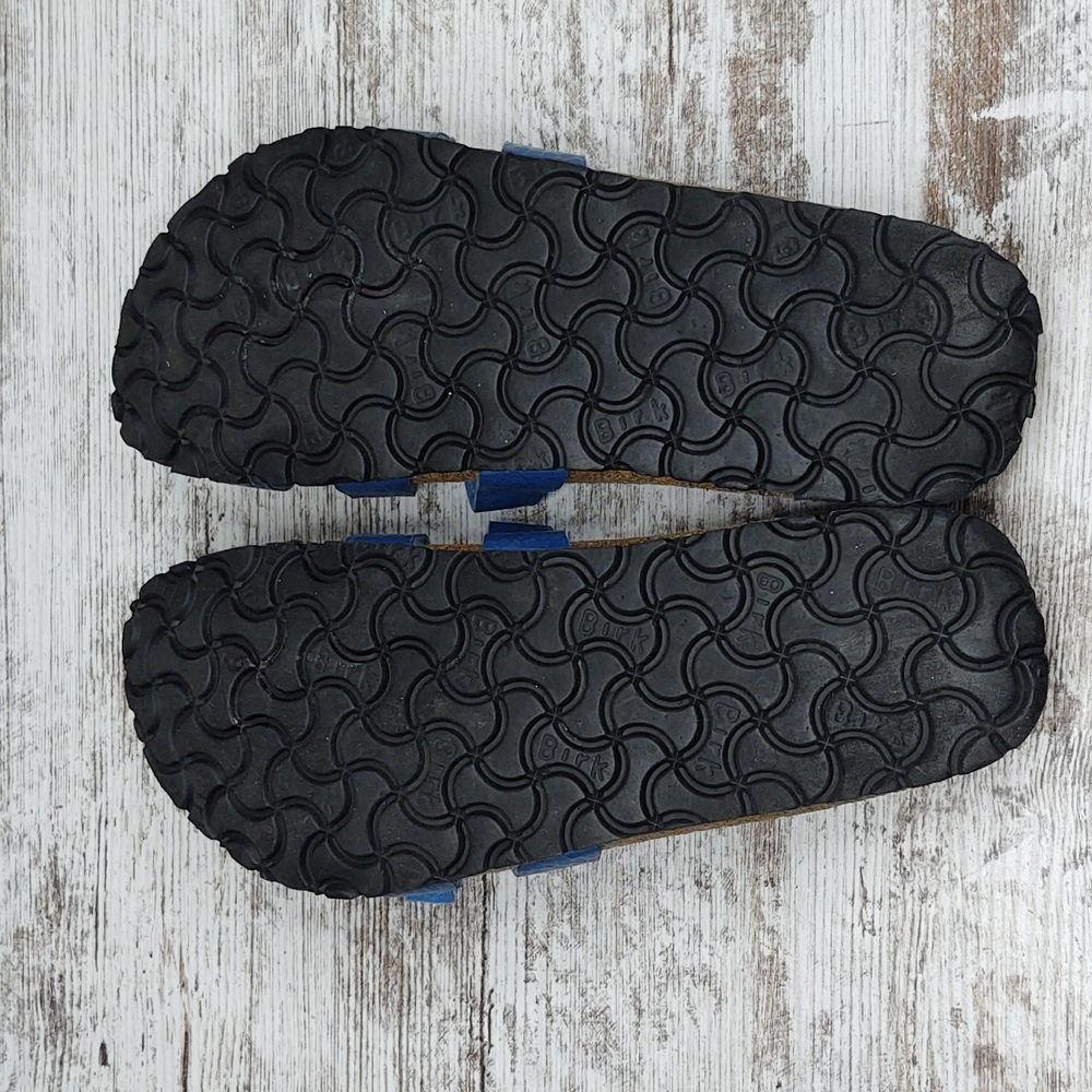 🟦Sz 37 Like New Birkenstock Blue Triple Strap Slide Sandal - Picture 15 of 16